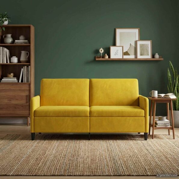 vidaXL Sofa s úložným priestorom Žltá 172 x 78 x 87 cm Polyester – Obrázok 3