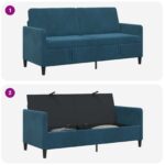 vidaXL Sofa s úložným priestorom Modrá 172 x 78 x 87 cm Polyester – Obrázok 6