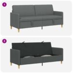 vidaXL Sofa s úložným priestorom Tmavosivá 192 x 78 x 87 cm Polyester – Obrázok 6