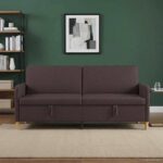 vidaXL Sofa s úložným priestorom Tmavohnedá 192 x 78 x 87 cm Polyester – Obrázok 3