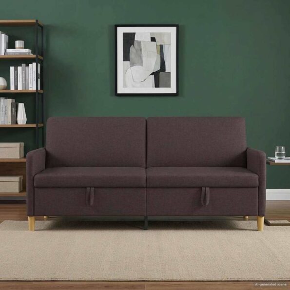 vidaXL Sofa s úložným priestorom Tmavohnedá 192 x 78 x 87 cm Polyester – Obrázok 3