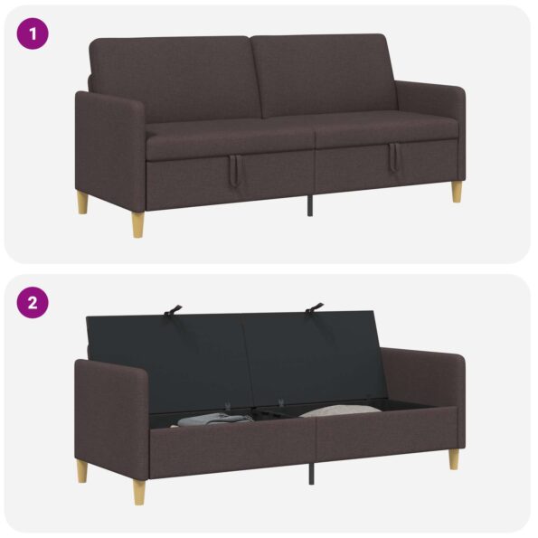 vidaXL Sofa s úložným priestorom Tmavohnedá 192 x 78 x 87 cm Polyester – Obrázok 6