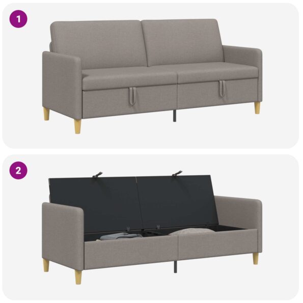 vidaXL Sofa s úložným priestorom Sivohnedá 192 x 78 x 87 cm Polyester – Obrázok 4