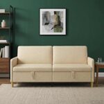 vidaXL Sofa s úložným priestorom Krémová 192 x 78 x 87 cm Polyester – Obrázok 3