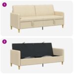 vidaXL Sofa s úložným priestorom Krémová 192 x 78 x 87 cm Polyester – Obrázok 6