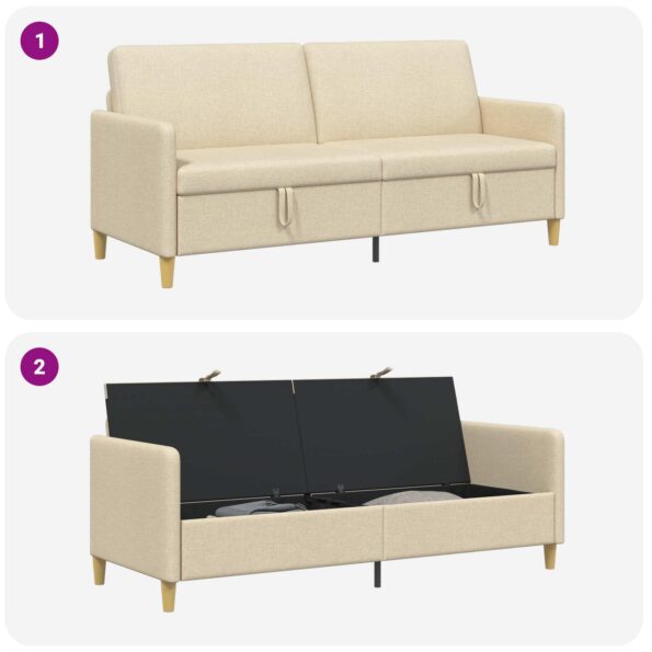 vidaXL Sofa s úložným priestorom Krémová 192 x 78 x 87 cm Polyester – Obrázok 6