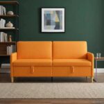 vidaXL Sofa s úložným priestorom Tmavá žltá 192 x 78 x 87 cm Polyester – Obrázok 3