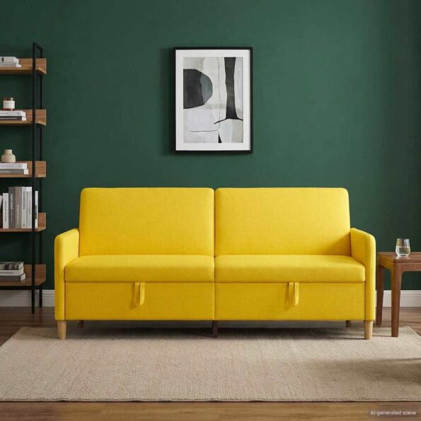 vidaXL Sofa s úložným priestorom Svetložltá 192 x 78 x 87 cm Polyester – Obrázok 3