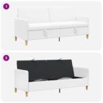 vidaXL Sofa s úložným priestorom Biela 192 x 78 x 87 cm Polyester – Obrázok 6
