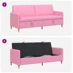vidaXL Sofa s úložným priestorom Ružová 192 x 78 x 87 cm Polyester – Obrázok 6