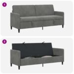 vidaXL Sofa s úložným priestorom Tmavosivá 192 x 78 x 87 cm Polyester – Obrázok 6