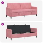 vidaXL Sofa s úložným priestorom Ružová 192 x 78 x 87 cm Polyester – Obrázok 5