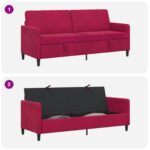 vidaXL Sofa s úložným priestorom Víno červené 192 x 78 x 87 cm – Obrázok 6