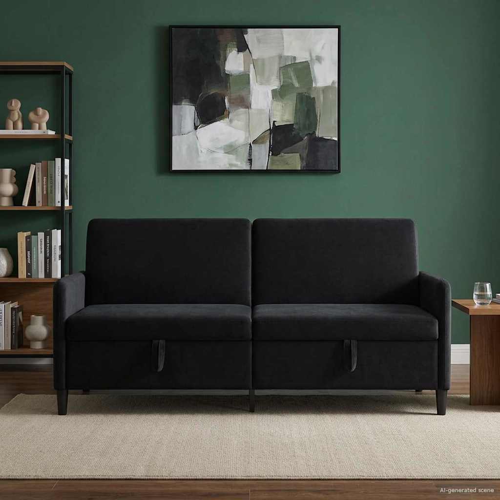 42036995_1.jpg vidaXL Sofa s úložným priestorom Čierna 192 x 78 x 87 cm Polyester – Obrázok 1