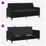 vidaXL Sofa s úložným priestorom Čierna 192 x 78 x 87 cm Polyester – Obrázok 6