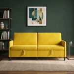 vidaXL Sofa s úložným priestorom Žltá 192 x 78 x 87 cm Polyester – Obrázok 3