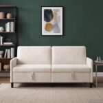 vidaXL Sofa s úložným priestorom Krémová 192 x 78 x 87 cm Polyester – Obrázok 3
