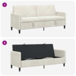 vidaXL Sofa s úložným priestorom Krémová 192 x 78 x 87 cm Polyester – Obrázok 6
