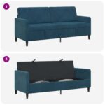 vidaXL Sofa s úložným priestorom Modrá 192 x 78 x 87 cm Polyester – Obrázok 6