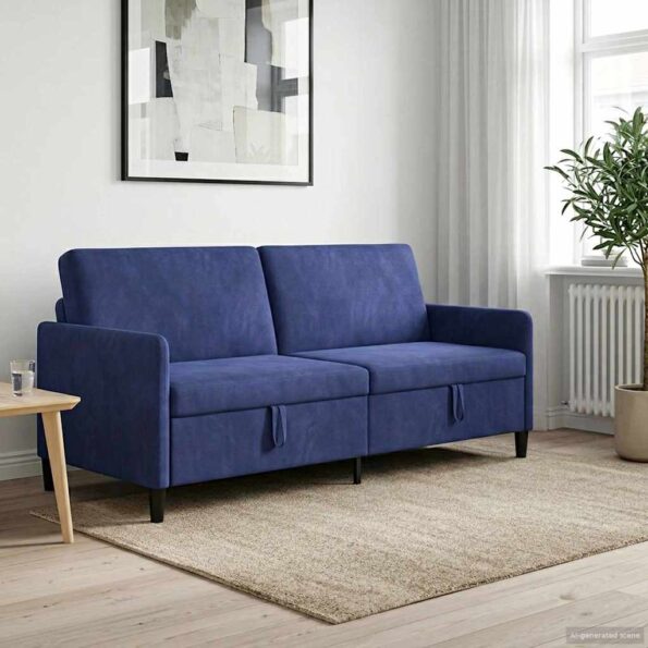 vidaXL Sofa s úložným priestorom Policajná modrá 192 x 78 x 87 cm – Obrázok 3
