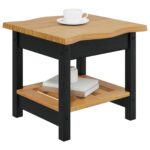 VidaXL Bočný stôl EKAI Čierna 50 x 50 x 45,5 cm Borovicový masív – Obrázok 3