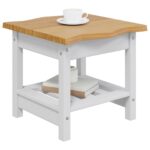 VidaXL Bočný stôl EKAI Biela 50 x 50 x 45,5 cm Borovicový masív – Obrázok 3