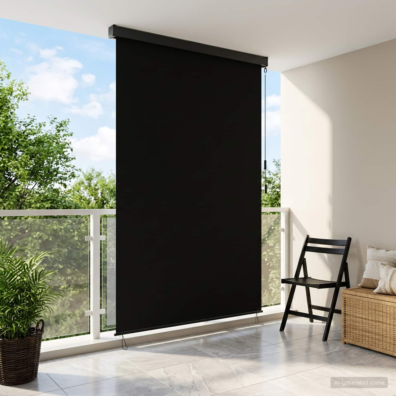 42037177_1.jpg vidaXL Roleta Čierna 100 x 250 cm Textil a hliník – Obrázok 1