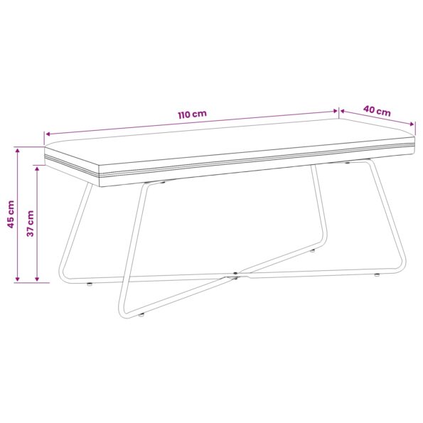 vidaXL lavička Jednofarebný Fialová 110 x 40 x 45 cm Zamat – Obrázok 7