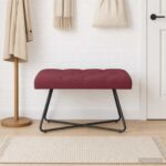 vidaXL Lavica s gombíkovým prešívaním Víno červené 80 x 40 x 46 cm – Obrázok 3