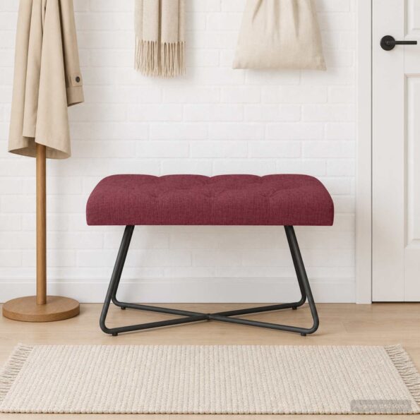 vidaXL Lavica s gombíkovým prešívaním Víno červené 80 x 40 x 46 cm – Obrázok 3
