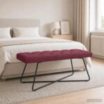 vidaXL Lavica s gombíkovým prešívaním Víno červené 110 x 40 x 46 cm