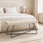 vidaXL Lavica s gombíkovým prešívaním Krémová 110 x 40 x 46 cm Látka