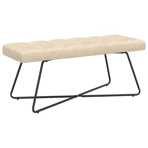vidaXL Lavica s gombíkovým prešívaním Krémová 110 x 40 x 46 cm Látka – Obrázok 2