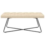 vidaXL Lavica s gombíkovým prešívaním Krémová 110 x 40 x 46 cm Látka – Obrázok 3