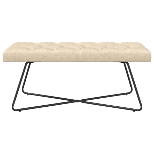 vidaXL Lavica s gombíkovým prešívaním Krémová 110 x 40 x 46 cm Látka – Obrázok 3