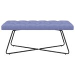 vidaXL Lavica s gombíkovým prešívaním Modrá džínovina 110 x 40 x 46 cm – Obrázok 3