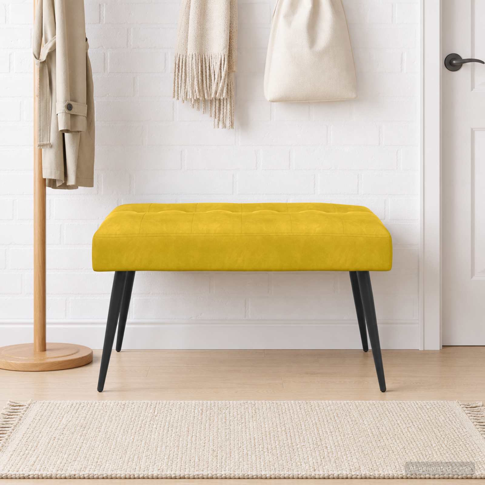 42038522_1.jpg vidaXL Lavica s gombíkovým prešívaním Žltá 80 x 40 x 46 cm Zamat – Obrázok 1