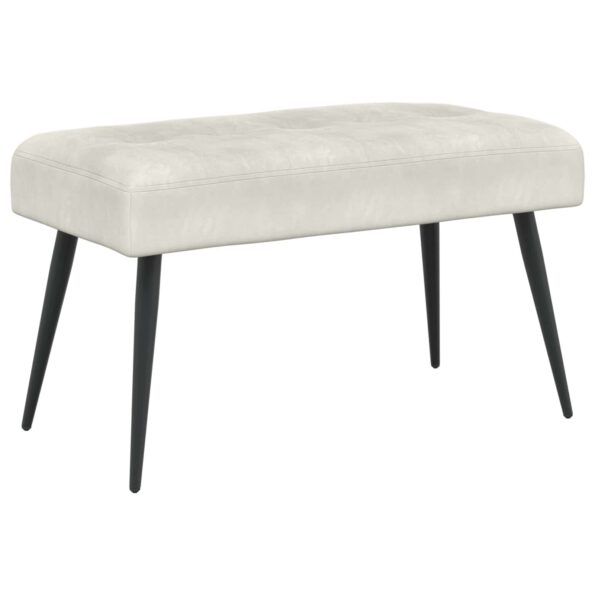 vidaXL Lavica s gombíkovým prešívaním Krémová 80 x 40 x 46 cm Zamat – Obrázok 2
