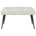vidaXL Lavica s gombíkovým prešívaním Krémová 80 x 40 x 46 cm Zamat – Obrázok 3
