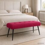 vidaXL Lavica s gombíkovým prešívaním Víno červené 110 x 40 x 46 cm
