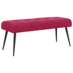 vidaXL Lavica s gombíkovým prešívaním Víno červené 110 x 40 x 46 cm – Obrázok 2