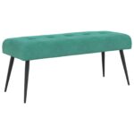 vidaXL Lavica s gombíkovým prešívaním Tyrkysová 110 x 40 x 46 cm Zamat – Obrázok 2