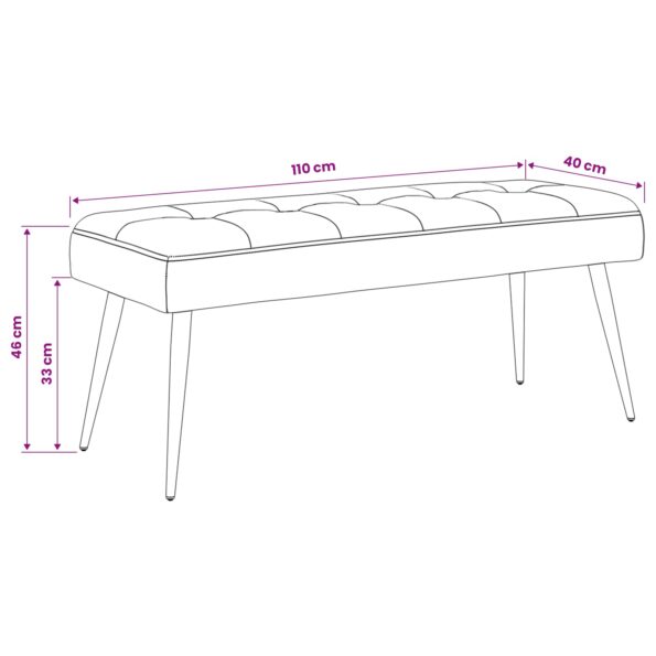 vidaXL Lavica s gombíkovým prešívaním Tyrkysová 110 x 40 x 46 cm Zamat – Obrázok 7