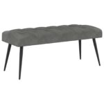 vidaXL Lavica s gombíkovým prešívaním Tmavosivá 110 x 40 x 46 cm Zamat – Obrázok 2