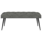 vidaXL Lavica s gombíkovým prešívaním Tmavosivá 110 x 40 x 46 cm Zamat – Obrázok 3