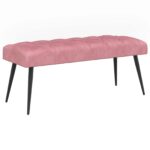 vidaXL Lavica s gombíkovým prešívaním Ružová 110 x 40 x 46 cm Zamat – Obrázok 2