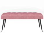 vidaXL Lavica s gombíkovým prešívaním Ružová 110 x 40 x 46 cm Zamat – Obrázok 3