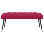 vidaXL Lavica s gombíkovým prešívaním Víno červené 110 x 40 x 46 cm – Obrázok 3