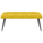 vidaXL Lavica s gombíkovým prešívaním Žltá 110 x 40 x 46 cm Zamat – Obrázok 3