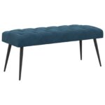 vidaXL Lavica s gombíkovým prešívaním Modrá 110 x 40 x 46 cm Zamat – Obrázok 2